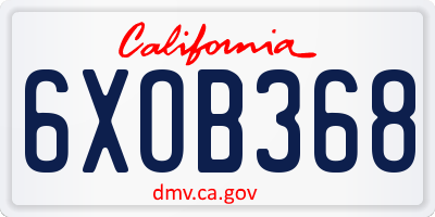 CA license plate 6XOB368