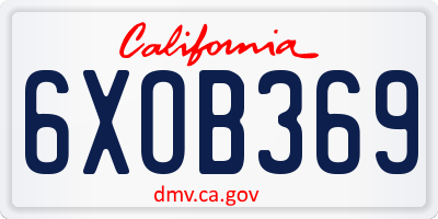CA license plate 6XOB369