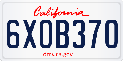 CA license plate 6XOB370