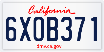 CA license plate 6XOB371
