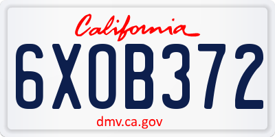 CA license plate 6XOB372