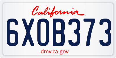 CA license plate 6XOB373