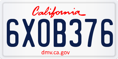 CA license plate 6XOB376