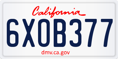 CA license plate 6XOB377