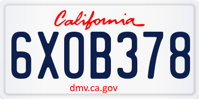 CA license plate 6XOB378