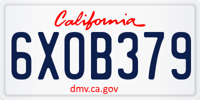 CA license plate 6XOB379