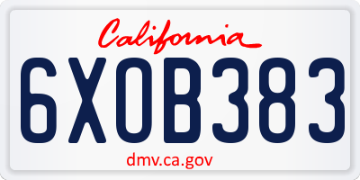 CA license plate 6XOB383