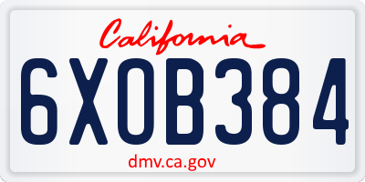 CA license plate 6XOB384