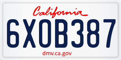 CA license plate 6XOB387
