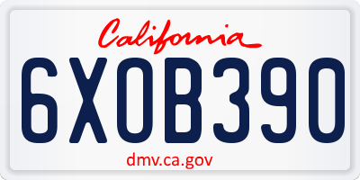 CA license plate 6XOB390