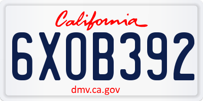 CA license plate 6XOB392