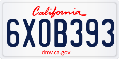 CA license plate 6XOB393