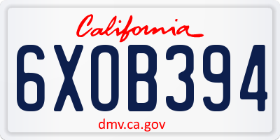 CA license plate 6XOB394