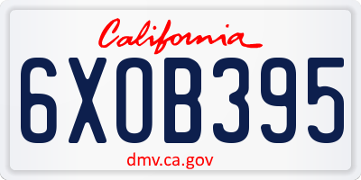 CA license plate 6XOB395