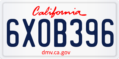 CA license plate 6XOB396