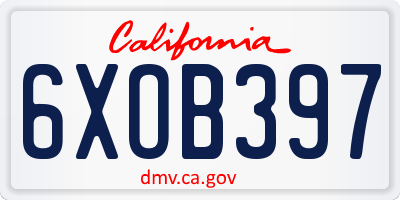 CA license plate 6XOB397