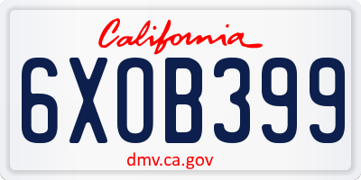 CA license plate 6XOB399