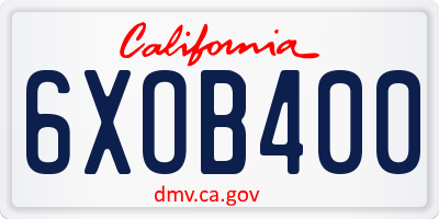CA license plate 6XOB400