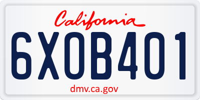CA license plate 6XOB401