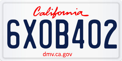 CA license plate 6XOB402