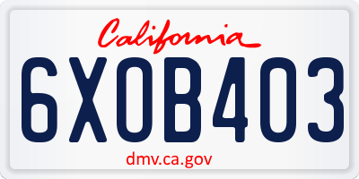 CA license plate 6XOB403