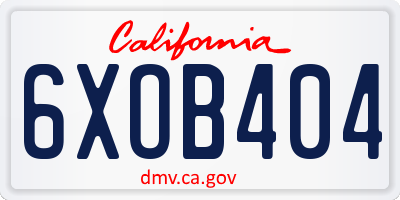 CA license plate 6XOB404