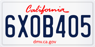 CA license plate 6XOB405