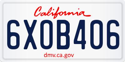 CA license plate 6XOB406