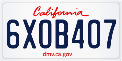 CA license plate 6XOB407