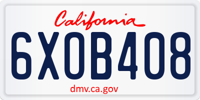 CA license plate 6XOB408