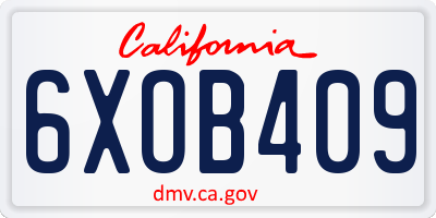 CA license plate 6XOB409