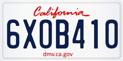 CA license plate 6XOB410