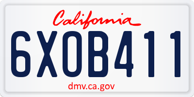 CA license plate 6XOB411