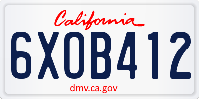 CA license plate 6XOB412