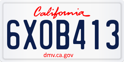 CA license plate 6XOB413