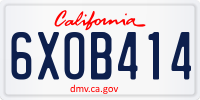 CA license plate 6XOB414