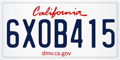 CA license plate 6XOB415