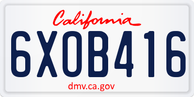 CA license plate 6XOB416