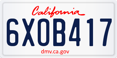 CA license plate 6XOB417
