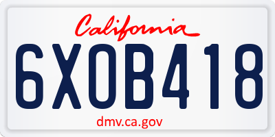 CA license plate 6XOB418