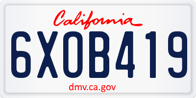 CA license plate 6XOB419
