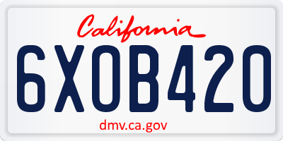 CA license plate 6XOB420