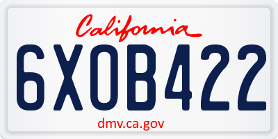 CA license plate 6XOB422
