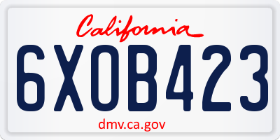 CA license plate 6XOB423