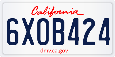 CA license plate 6XOB424