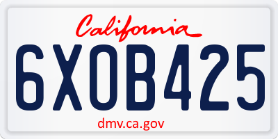 CA license plate 6XOB425