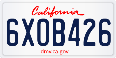 CA license plate 6XOB426