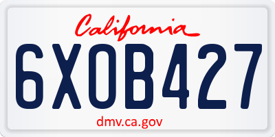 CA license plate 6XOB427