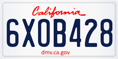 CA license plate 6XOB428
