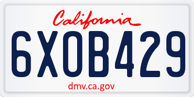 CA license plate 6XOB429
